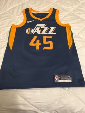 Nike Kids Utah Jazz Navy and Gold Basketball Jersey 45